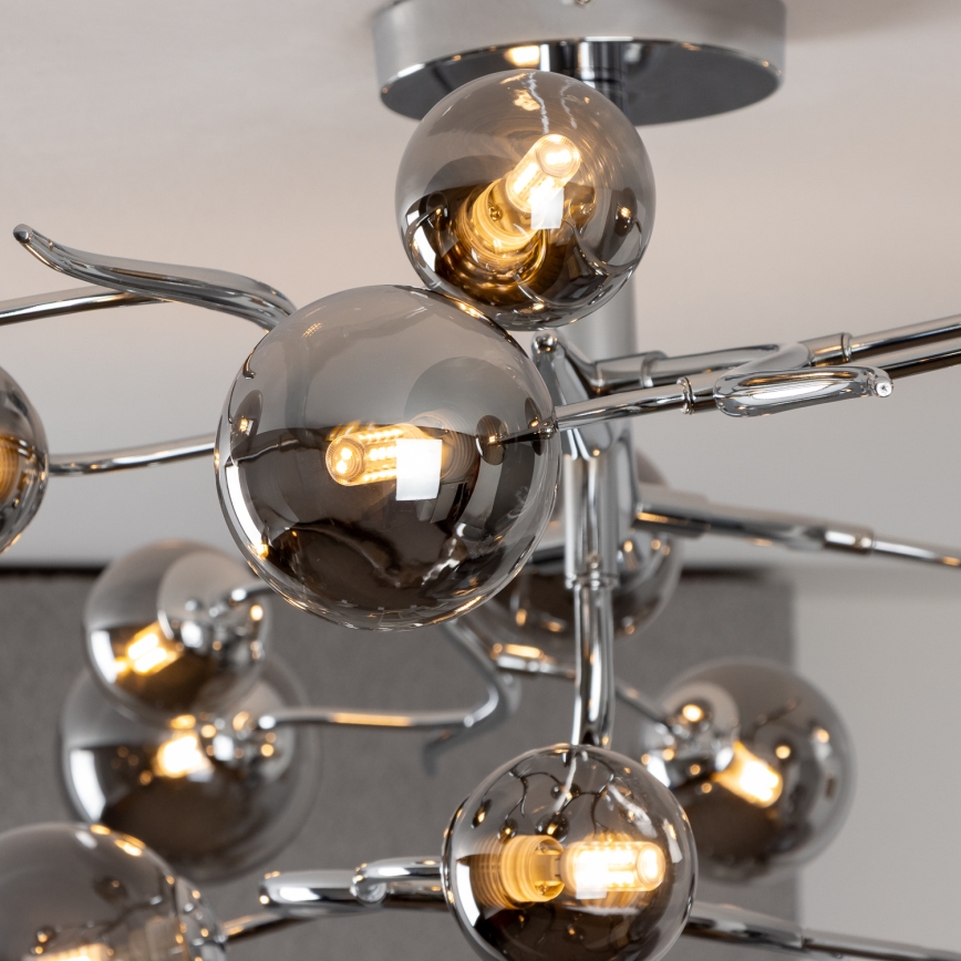 Brilagi - LED virsmas lustra MISTEL 15xG9/3W/230V melns hroms/dūmainais