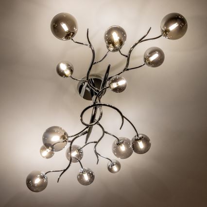 Brilagi - LED virsmas lustra MISTEL 15xG9/3W/230V melns hroms/dūmainais