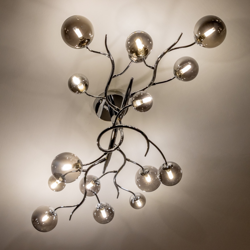 Brilagi - LED virsmas lustra MISTEL 15xG9/3W/230V melns hroms/dūmainais