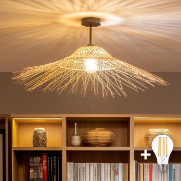 Brilagi - LED virsmas lustrs CERIA BOHO 1xE27/60W/230V Ø 70 cm melns/bēšs