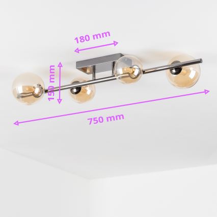 Brilagi - LED virsmas lustrs MILLA 4xG9/3W/230V melns hroms/zelta