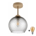 BRILAGI - LED virsmas lustrs RETRO GLASS 1xE27/60W/230V Ø 25 cm bēšs/dūmakaini pelēks