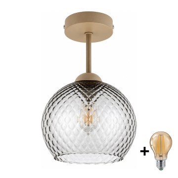 BRILAGI - LED virsmas lustrs RETRO GLASS 1xE27/60W/230V Ø 25 cm bēšs/dūmakaini pelēks