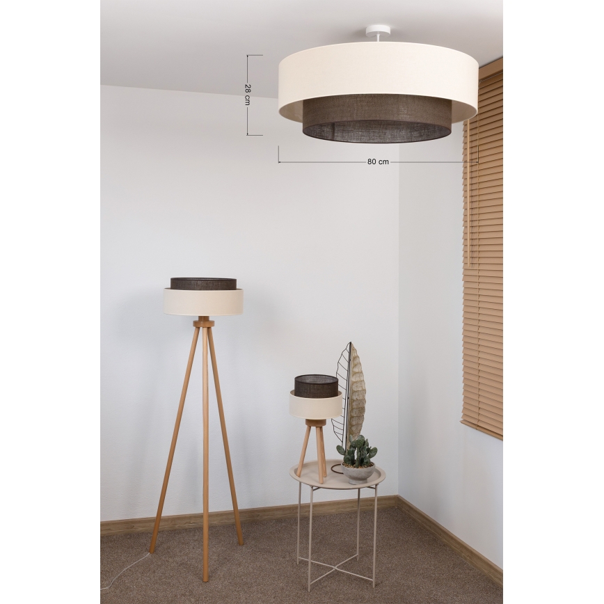 Brilagi - LED virsmas montējamā griestu lampa BOHO stils 3xE27/15W/230V Ø 80 cm krēmkrāsa/brūna