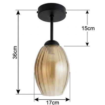 BRILAGI - LED griestu gaismeklis RETRO GLASS 1xE27/60W/230V Ø 17 cm melns/dūmots bēšs