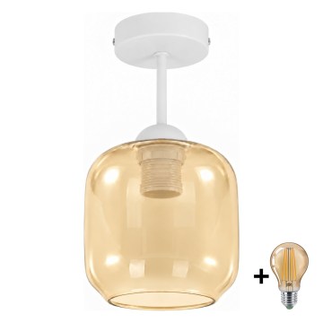 BRILAGI - LED virsmas montējama griestu lampa RETRO GLASS 1xE27/60W/230V Ø 14 cm balta/dūmaina bēša