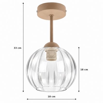 BRILAGI - LED virsmas montējamā griestu lampa RETRO GLASS 1xE27/60W/230V Ø 18 cm bēša/caurspīdīga