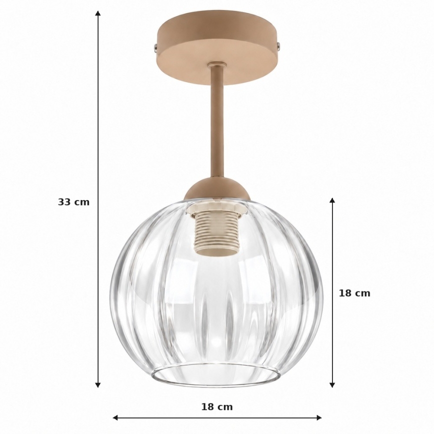 BRILAGI - LED virsmas montējamā griestu lampa RETRO GLASS 1xE27/60W/230V Ø 18 cm bēša/caurspīdīga