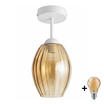BRILAGI - LED virsmas montējamā griestu lustra RETRO GLASS 1xE27/60W/230V Ø 17 cm balta/dūmaina bēša