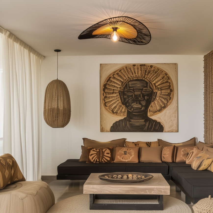 Brilagi - LED virsmas montējamā lustra CERIA BOHO 1xE27/40W/230V Ø 50 cm melna/brūna