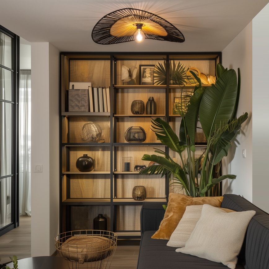 Brilagi - LED virsmas montējamā lustra CERIA BOHO 1xE27/40W/230V Ø 50 cm melna/brūna