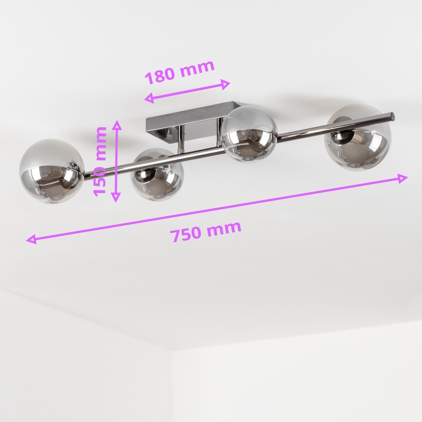 Brilagi - LED virsmas montējamā lustra MILLA 4xG9/3W/230V melns hroms/dūmakains