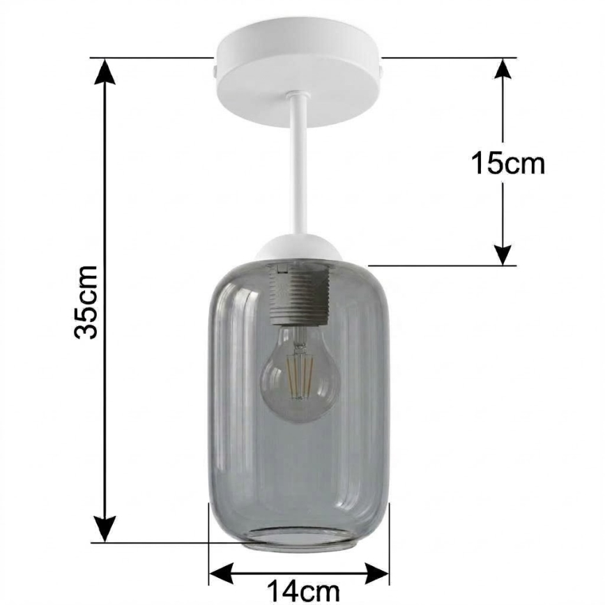 BRILAGI - LED virsmas griestu lampa RETRO GLASS 1xE27/60W/230V Ø 14 cm balta/dūmakaina pelēka