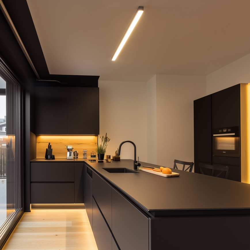 Brilagi - LED Griestu virsmas gaismeklis FULLDAY LED/20/30/40W/230V 2700/4000/6000K 120 cm UGR19 melns