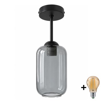 BRILAGI - LED virsmas montējamais griestu lukturis RETRO GLASS 1xE27/60W/230V Ø 14 cm melns/dūmots pelēks