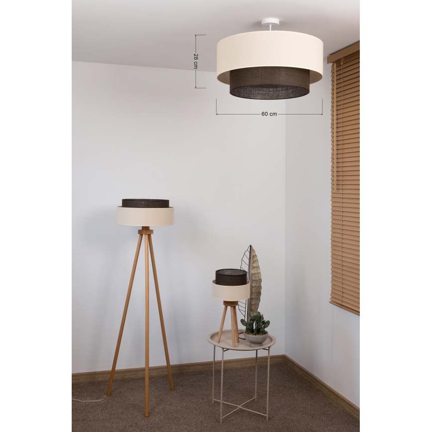 Brilagi - LED virsmas montēta griestu lustra BOHO STYLE 3xE27/15W/230V Ø 60 cm krēmkrāsas/brūna