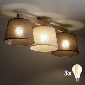 BRILAGI - LED virsmas piestiprināma lustra LATTE SABIA 3xE27/15W/230V priede/miks