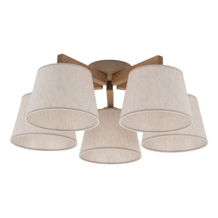 BRILAGI - LED virsmas piestiprināma lustra LATTE SABIA 5xE27/15W/230V priede/krēmkrāsa