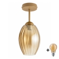 BRILAGI - LED Virsmas piestiprināms griestu lukturis RETRO GLASS 1xE27/60W/230V Ø 17 cm, krāsa: bēša/dūmainā bēša