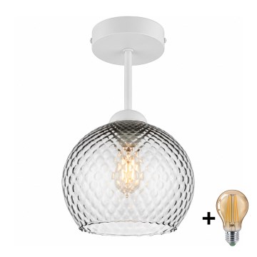 BRILAGI - LED virsmas piestiprināms griestu lukturis RETRO GLASS 1xE27/60W/230V Ø 18 cm balta/dūmakaini pelēka