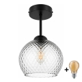 BRILAGI - LED virsmas stiprināms griestu lustrs RETRO GLASS 1xE27/60W/230V Ø 18 cm melna/dūmakaini pelēka