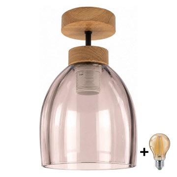 BRILAGI - LED virsmas stiprināms lustrs RETRO GLASS 1xE27/60W/230V Ø 17 cm ozols/dūmakaini bēšs
