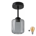 BRILAGI - LED virsmontēta griestu lampa RETRO GLASS 1xE27/60W/230V Ø 14 cm melna/dūmakaini pelēka