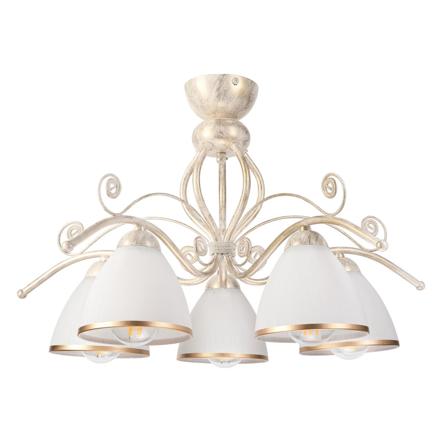 Brilagi - LED virsmontēta griestu lustra ANTICO 5xE27/60W/230V 3000K balta patina
