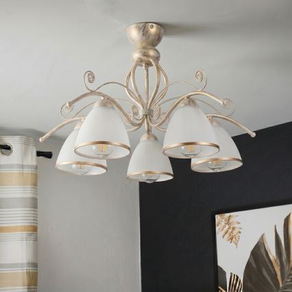 Brilagi - LED virsmontēta griestu lustra ANTICO 5xE27/60W/230V 3000K balta patina