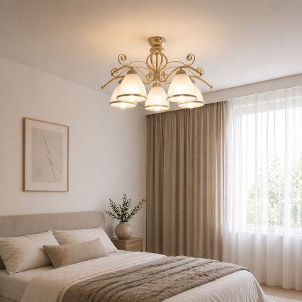 Brilagi - LED virsmontēta griestu lustra ANTICO 5xE27/60W/230V 3000K balta patina