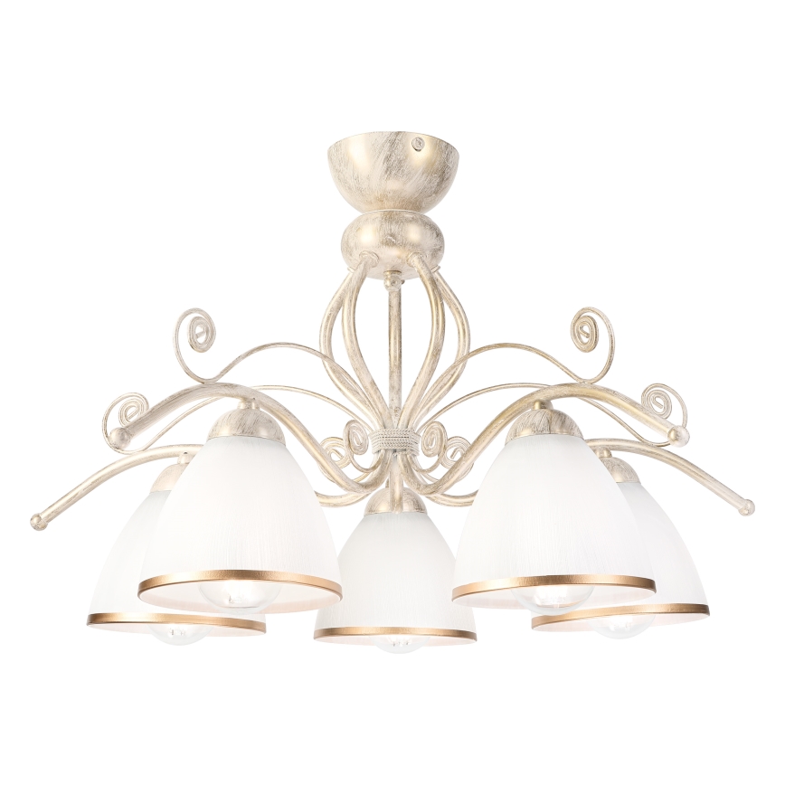 Brilagi - LED virsmontēta griestu lustra ANTICO 5xE27/60W/230V 3000K balta patina