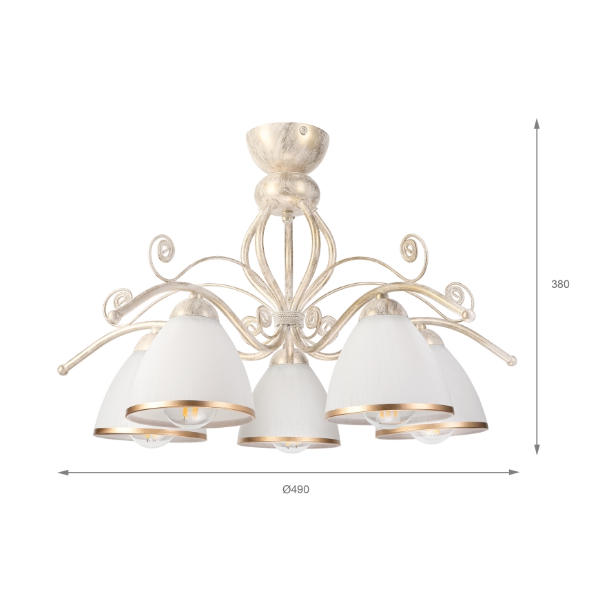 Brilagi - LED virsmontēta griestu lustra ANTICO 5xE27/60W/230V 3000K balta patina