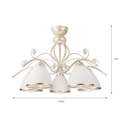 Brilagi - LED virsmontēta griestu lustra ANTICO 5xE27/60W/230V 3000K balta patina