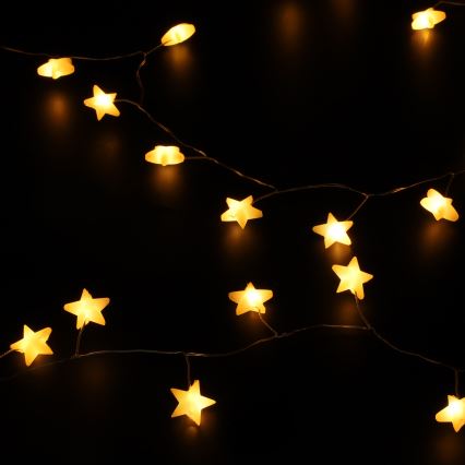 Brilagi - LED virtene 40xLED/3xAA 1,8m silti balta zvaigznes