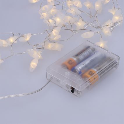 Brilagi - LED virtene 40xLED/3xAA 1,8m silti balta zvaigznes