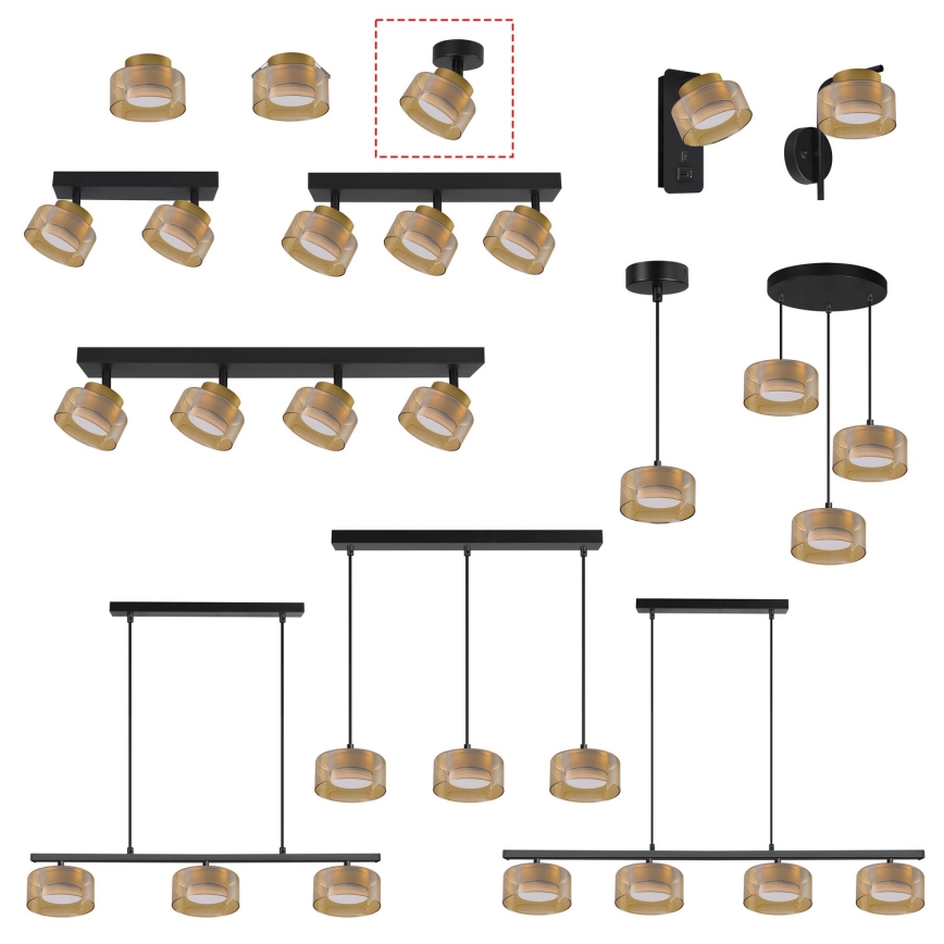 Brilagi - LED Virziena gaismeklis AURA LUX 1xGX53/30W/230V, Ø 13 cm, melns/zelts