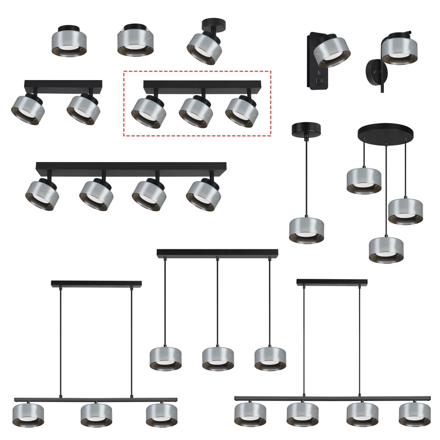 Brilagi - LED Virziena gaismeklis AURA LUX 3xGX53/30W/230V melna/dūmakaina