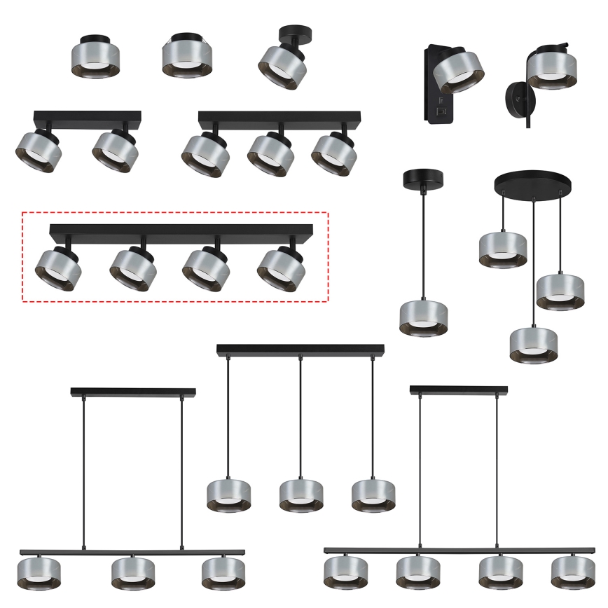 Brilagi - LED Virziena gaismeklis AURA LUX 4xGX53/30W/230V melns/dūmakains