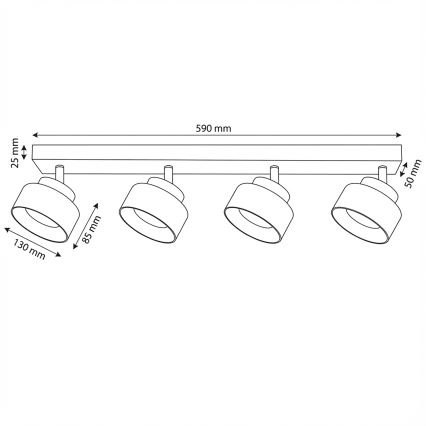 Brilagi - LED Virziena gaismeklis AURA LUX 4xGX53/30W/230V melns/dūmakains