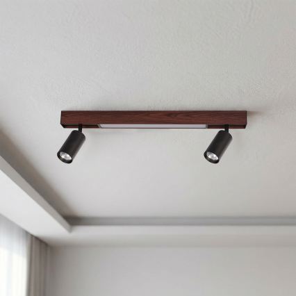 BRILAGI - LED virziena gaismeklis SELE 2xGU10/30W/230V + LED/15W melns/ķiršu dekors