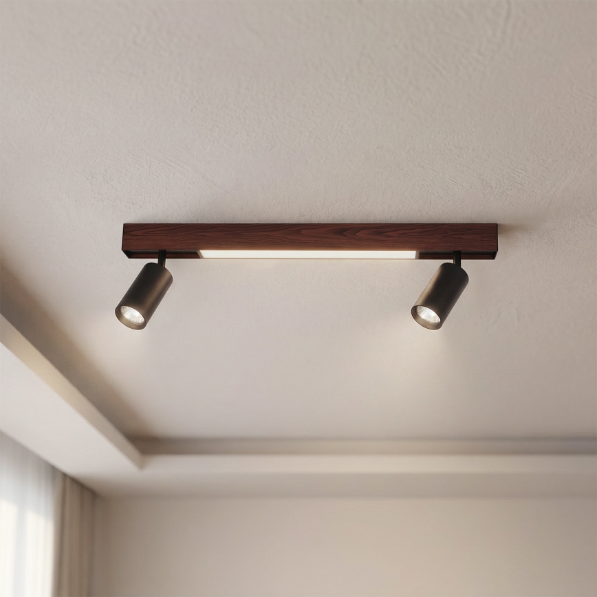 BRILAGI - LED virziena gaismeklis SELE 2xGU10/30W/230V + LED/15W melns/ķiršu dekors