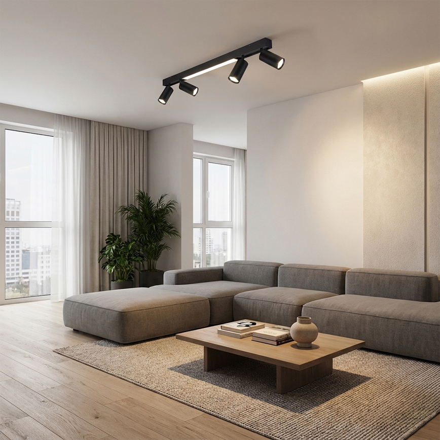 Brilagi - LED virziena gaismeklis SELE 4xGU10/30W/230V + LED/20W melns