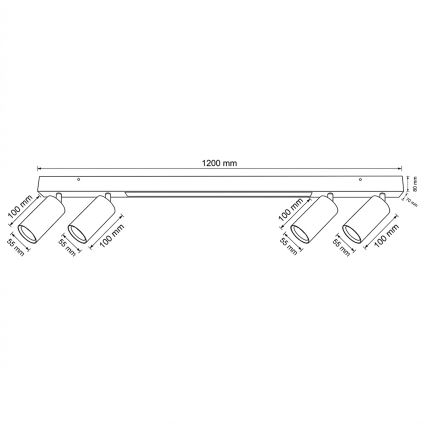 Brilagi - LED virziena gaismeklis SELE 4xGU10/30W/230V + LED/25W balts