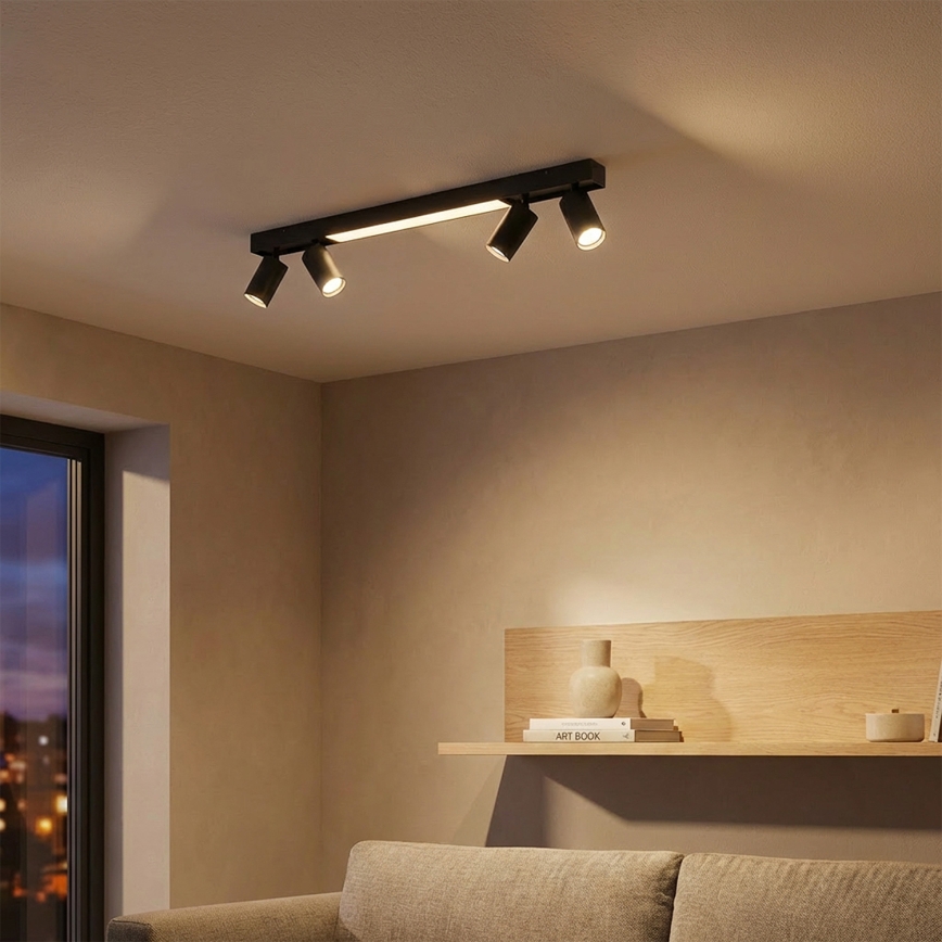 Brilagi - LED virziena gaismeklis SELE 4xGU10/30W/230V + LED/25W melns