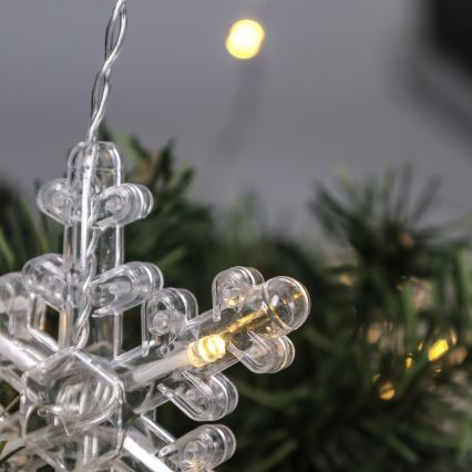 BRILAGI - LED Ziemassvētku aizkars 77xLED/3xAA/USB 3,8m sniegpārslas silti balta