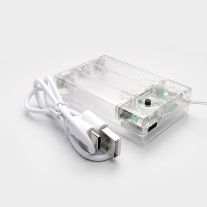 BRILAGI - LED Ziemassvētku aizkars 77xLED/3xAA/USB 3,8m sniegpārslas silti balta