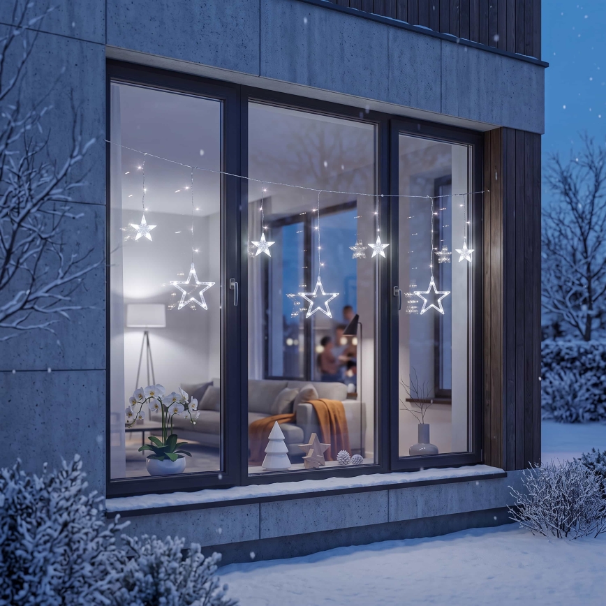 BRILAGI - LED Ziemassvētku āra aizskars 77xLED/3xAA/USB 1,8m IP44 vēsi balts