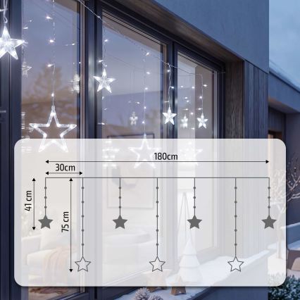 BRILAGI - LED Ziemassvētku āra aizskars 77xLED/3xAA/USB 1,8m IP44 vēsi balts
