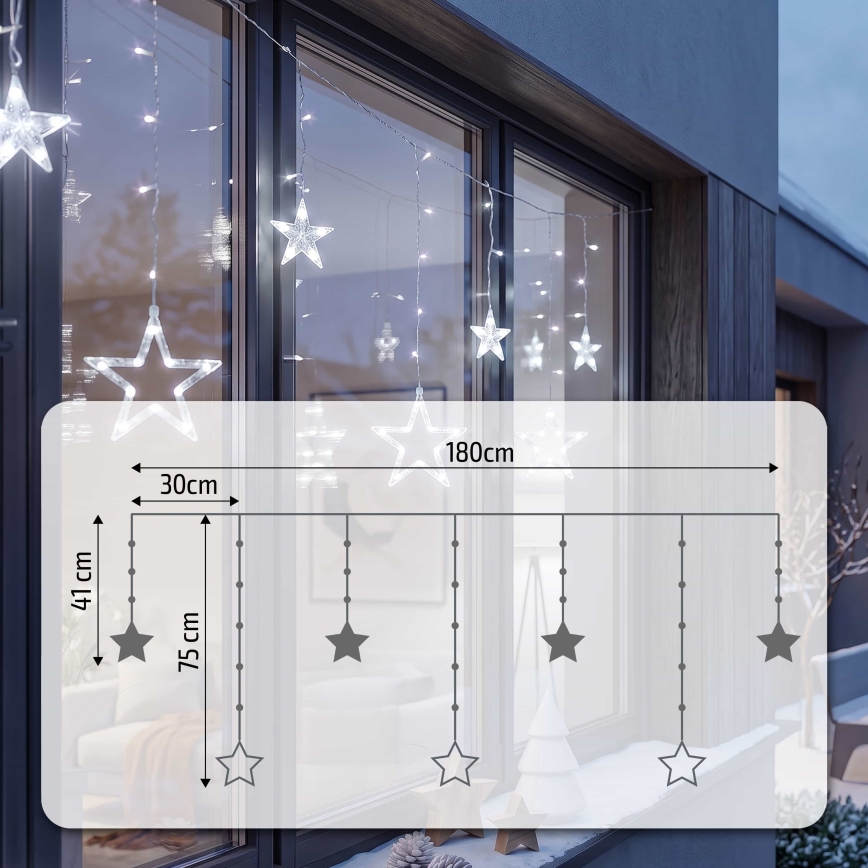 BRILAGI - LED Ziemassvētku āra aizskars 77xLED/3xAA/USB 1,8m IP44 vēsi balts