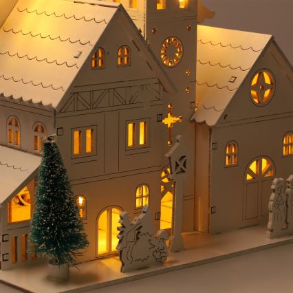 Brilagi - LED Ziemassvētku dekorācija, baznīciņa, darbināma ar 2x AA
